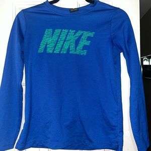 Blue Nike long Sleeved shirt (boys L) Dri Fit